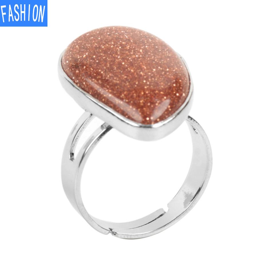 

Креативные кольца из полированного натурального кристалла в форме капли воды Brown-Sand