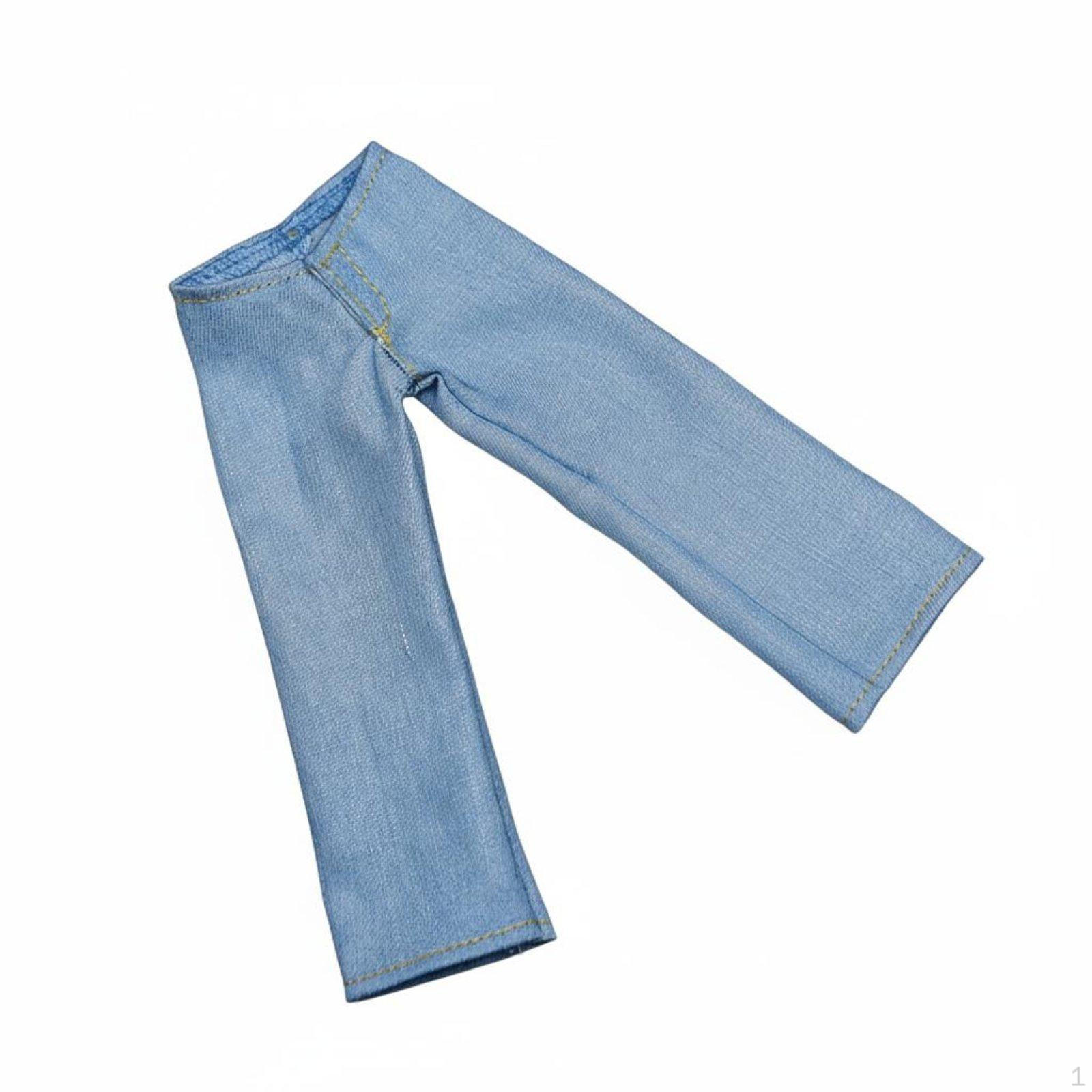 Doll Jeans High Wide Leg Versatile Design Miniature Trousers for Hobbyists Light Blue Light Blue Chubby Flare