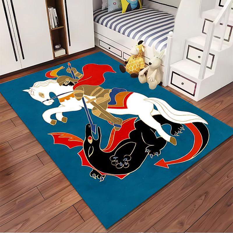Knight Slaying Dragon Carpet suitable as a non-slip mat for the living room or bedroom sofa