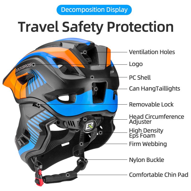 Casco da Bicicletta Integrale Rockbros per Bambini Casco da Downhill Rimovibile Integrato Ammortizzante Anti-Sudore Con 12 Aperture di Ventilazione