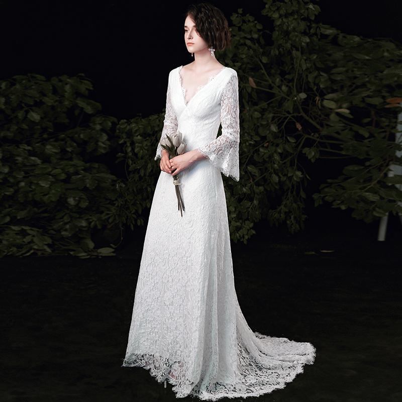 Tail main wedding dress 1011 new bridal French lace light wedding dress, welcome gown, white morning robe