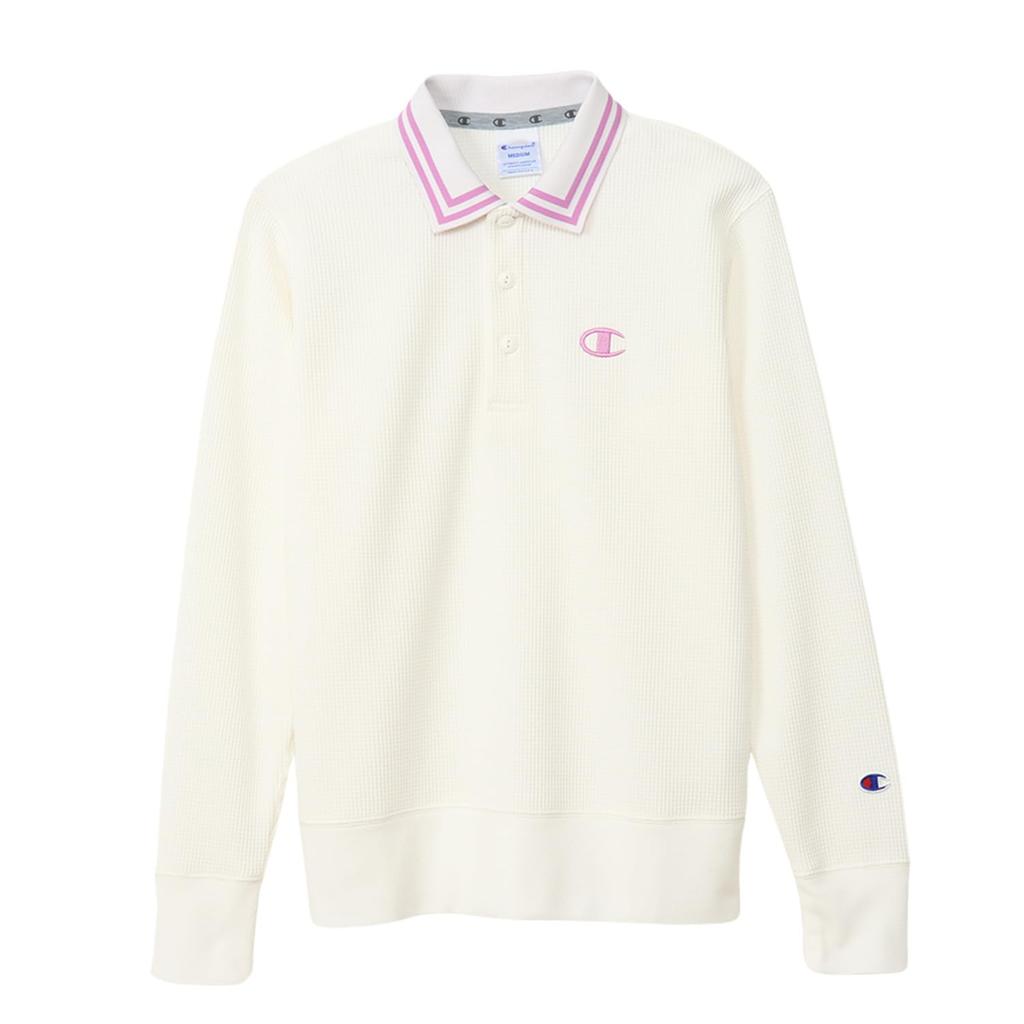 Champion Golf Long Sleeve Polo UV with Logo Women's Shirt, CW-AG407, Off-White, Protection, Quick-Drying, Warm, One-Point