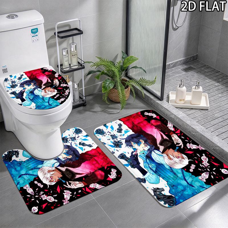 3Pcs Flannel Toilet Mat Set MTSJTvanitas'S Journal Bathroom Rug Bath Carpet Non Slip Home Decor