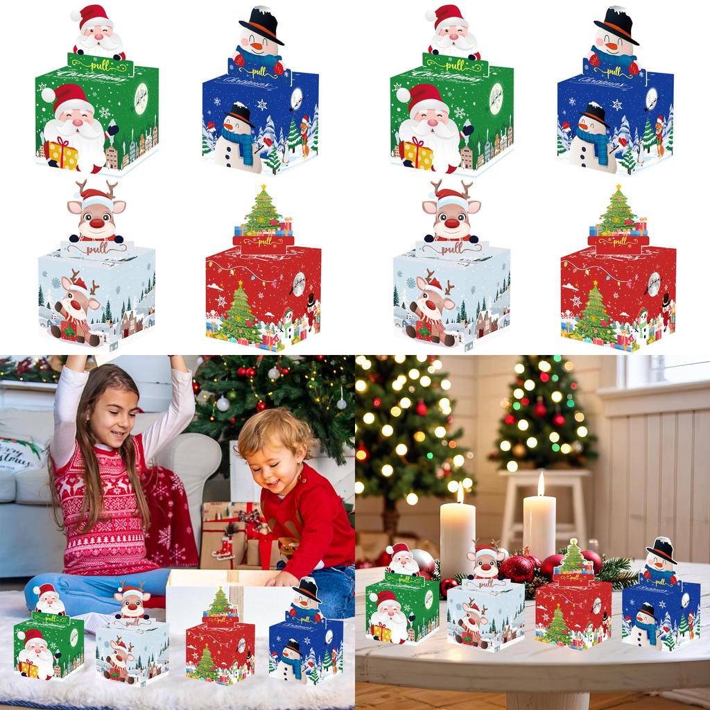 Christmas Themed Santa Claus Snowman Pattern Money Box With Durable Paper Material For Celebrations