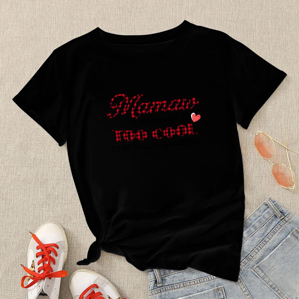 Oversized T Shirt Women Summer Streetwear Black Tops Loose Round Neck Tees Mother S Day Letter