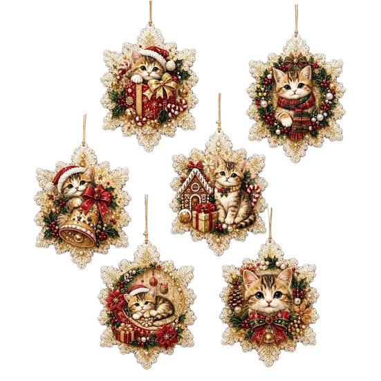 Creative Weekend Activity Kit 6Pcs/Set Christmas Ornaments DIY Faux Pearl Art Kit, Hanging Decorations Craft Personalized Tree with Round Charms