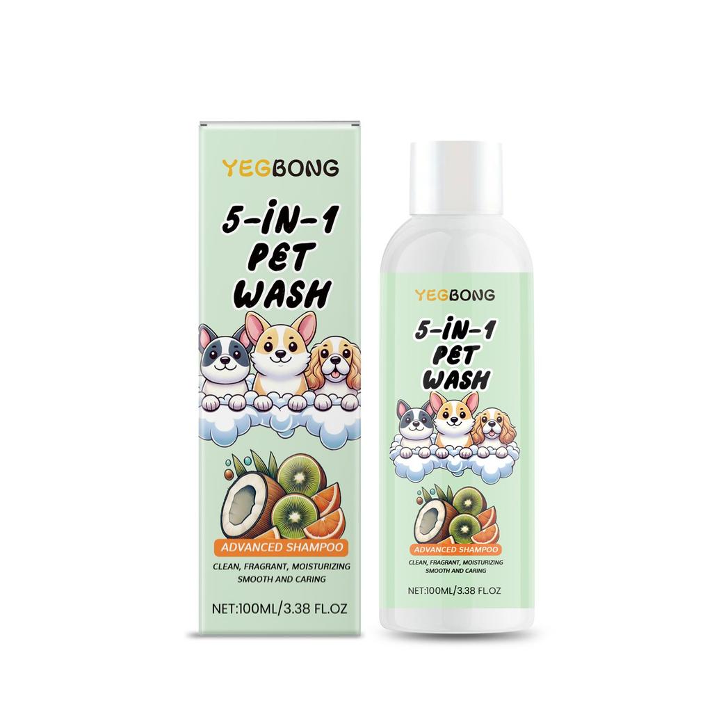 YEGBONG Pet Shampoo, Suitable for Cats and Dogs, 5-in-1 Care with Plant Extracts, Anti-Tangling and Easy To Comb, 100ml