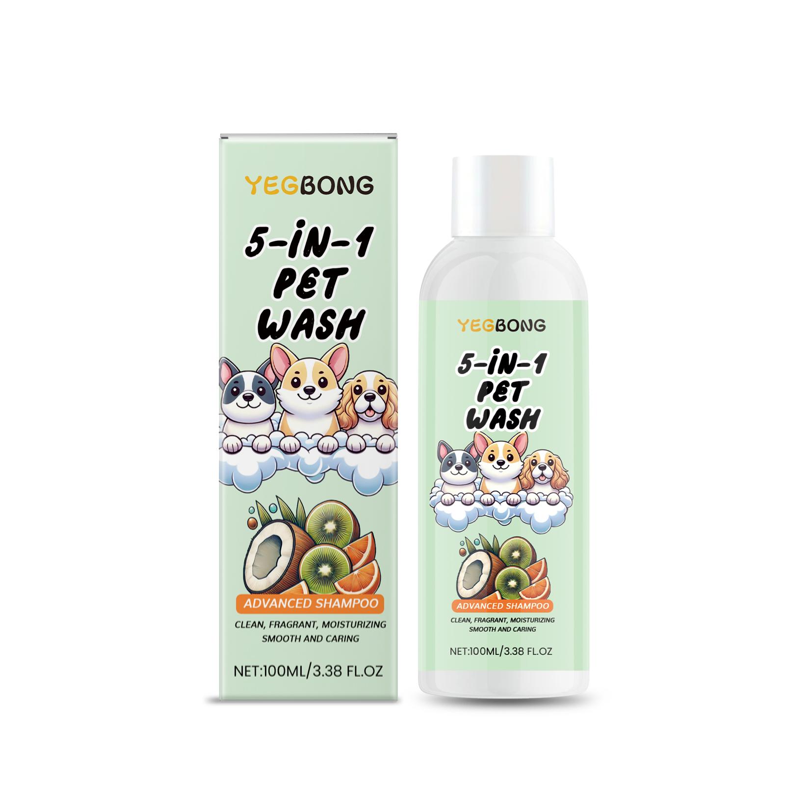 

Yegbong Pet Shampoo, Suitable for Cats and Dogs, 5-in-1 Care with Plant Extracts, Anti-Tangling and Easy to Comb, 100ml