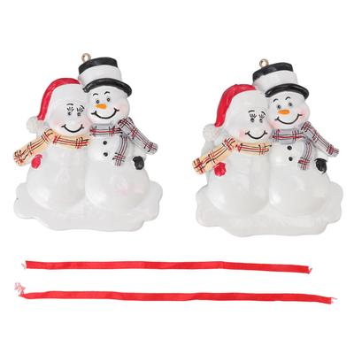 2pcs Christmas Tree Snowman Pendant Snowman Shaped Hand Made Resin Pendant Mini Statue Christmas Tree Art Ornament Gift