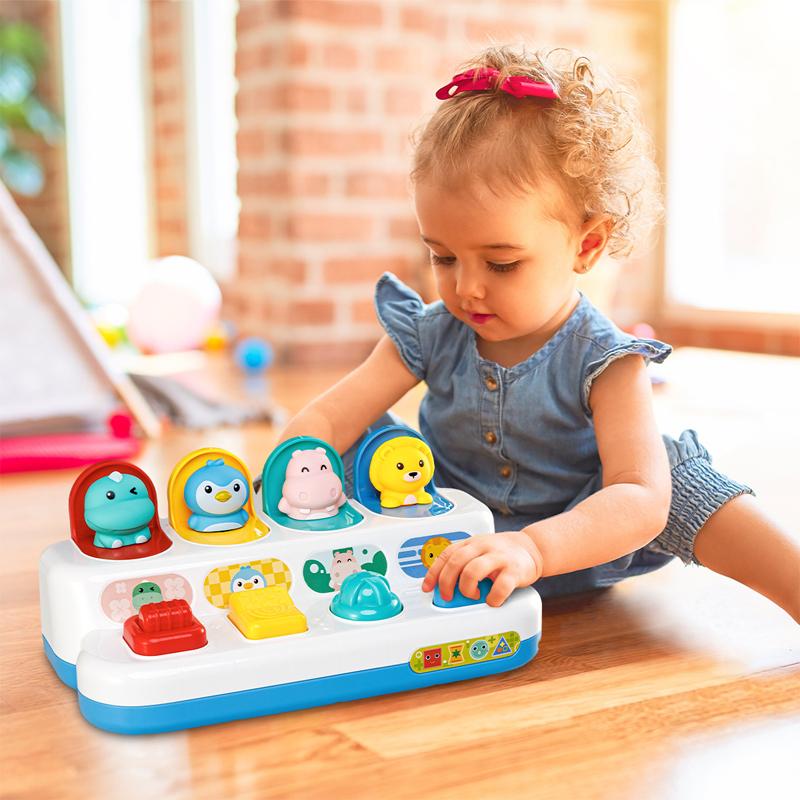 Baby Toys 6 18 Months Pop Up Activity Animals Toy Hide and Seek Game Fine Motor Skill Hand-eye Coordination Interactive Kids Toy