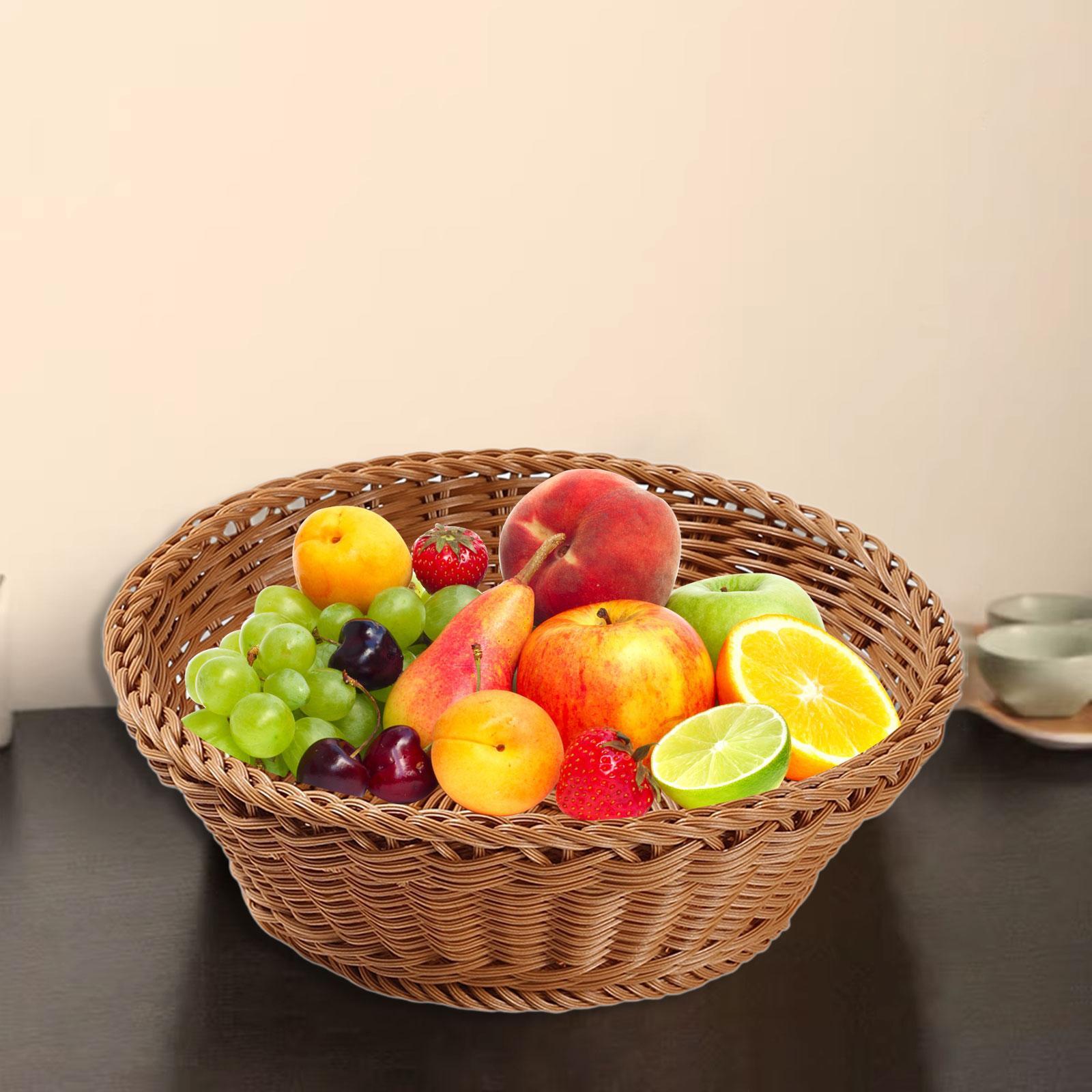 Woven Storage Basket,Fruit Vegetables Basket Imitation Rattan,Handwoven for Dining Table M