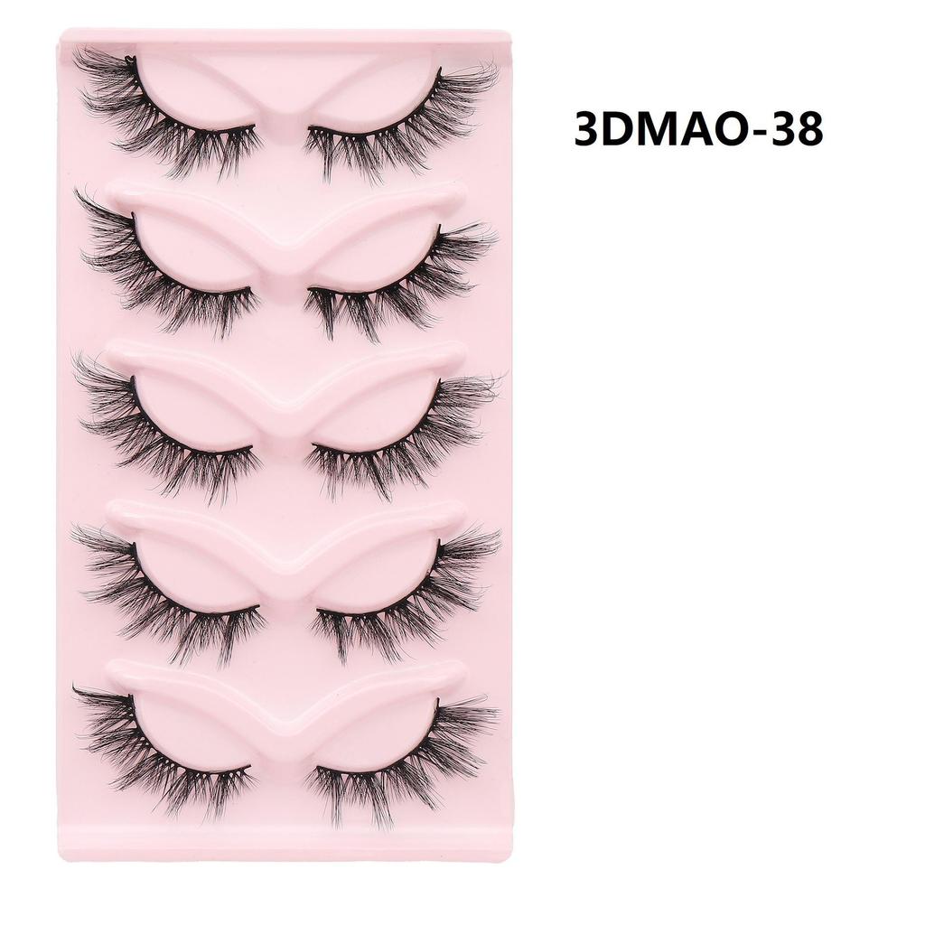 3D Cat Eye False Eyelashes - Dense Tail Lengthening Style, Pack of 5 Pairs