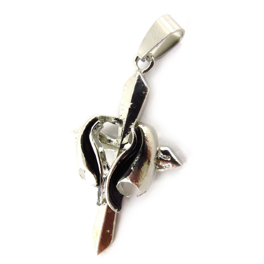 Les Trésors De Lily [J6296] - Black Silver 'Gothic Cross' Steel Pendant