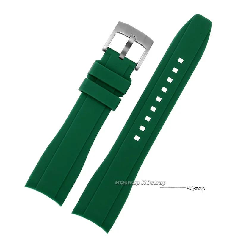 

Curved End Silicone Strap for Swatch Rubber Watch Band for Rolex Sport Waterproof Bracelet for Citizen 20mm 22mm Universal Bands 22mm зелёный