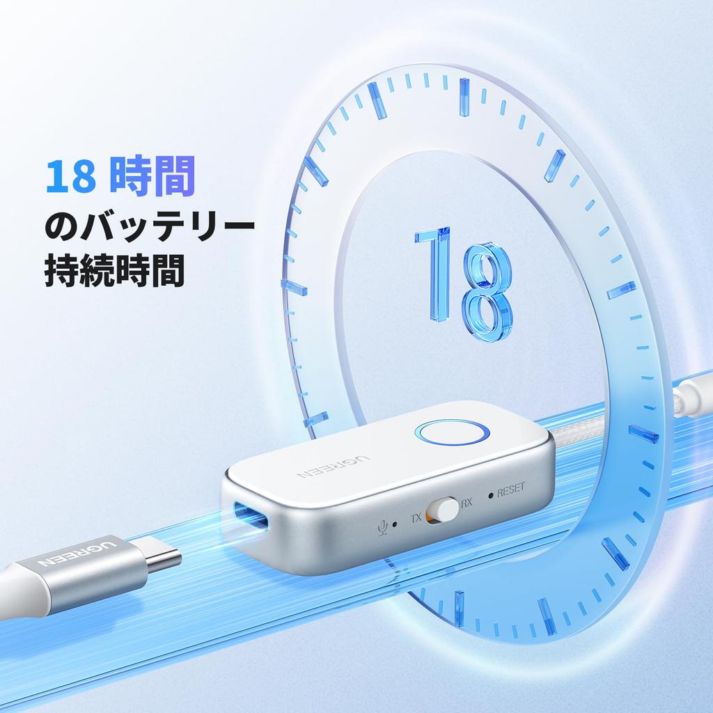 UGREEN Bluetooth Transmitter Wireless Transmitter Receiver for and Home Dual Pair for AirPods and Bluetooth Aux Audio with TELEC Certified for Car and