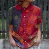 Women's Casual Fashionable Printing O Neck Button Short Sleeved Top