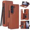 Foldable Phone Case With Card Slot Pen Holder Stand Galaxy Z Fold7 6 5 PU Leather Flip Cover