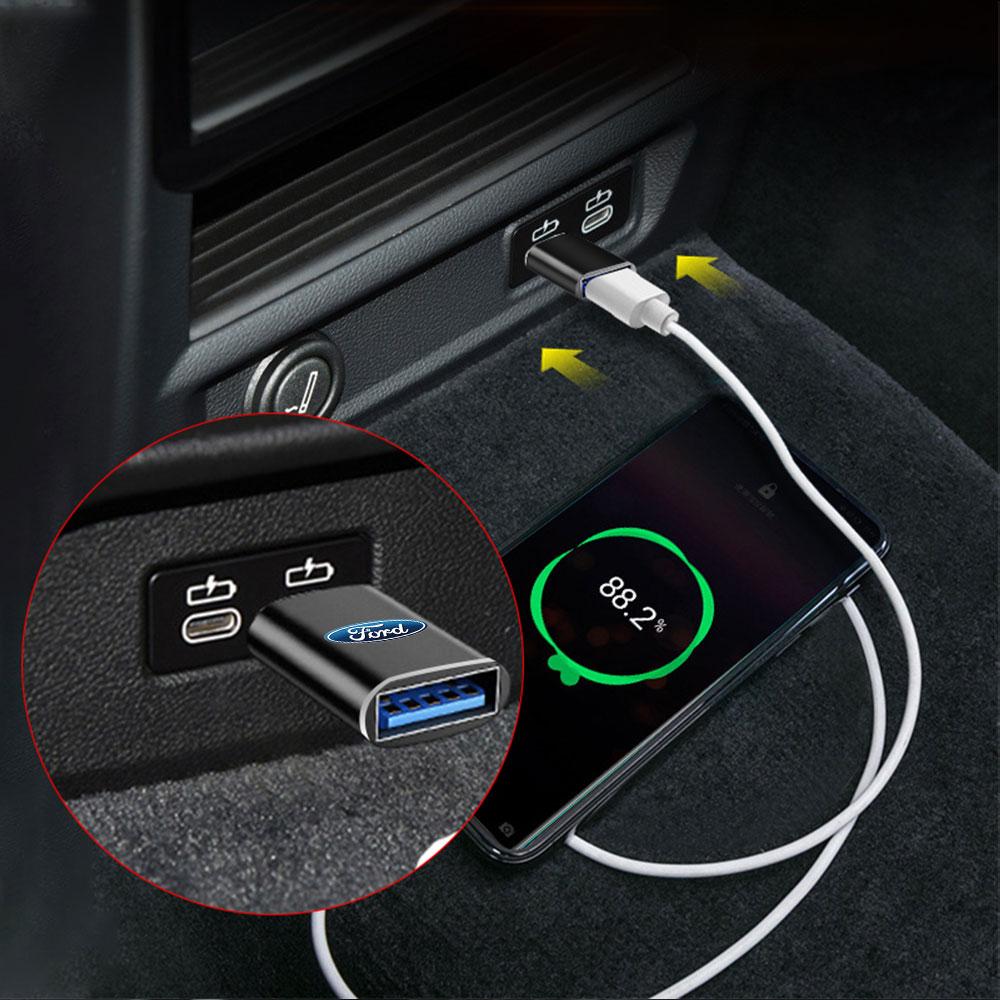 AKS1 Car USB Adapter Card Reader OTG Type C Phone Computer Connector For Ford Fiesta Ranger Focus Kuga STRACING Mustang Mondeo Fusion