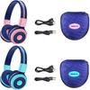 SIMOLIO Kids Headphones Bluetooth 2 Pack with 75dB,85dB,94dB Volume Limit, Wireless Kids Headphone with Mic & Hard Case, Children Headphones with