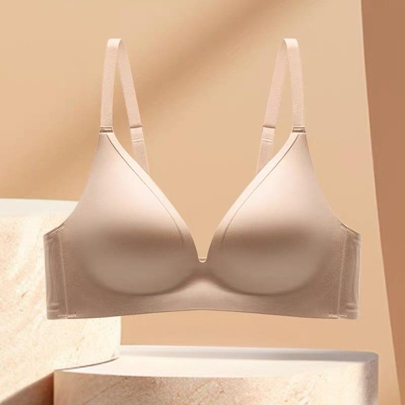 Female Summer Thin Smooth Thin Shimmering Shoulder Strap Small Chest Large Gathering No Trace No Underwire Underwear