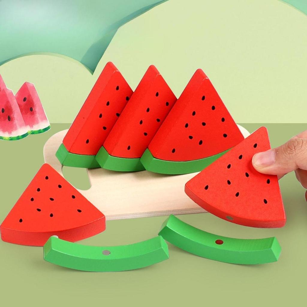 Holz Wassermelonen Scheiben Spielset für Kinder - Heimküche Partydeko Rollenspiel Lernspielzeug für Jungen & Mädchen Sommergeschenk