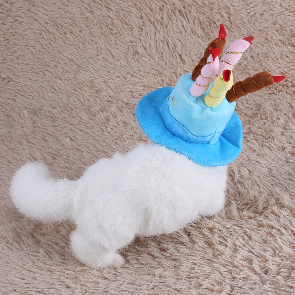 Candles Design Pet Costume Birthday Hats Accessory for Dogs Small Animals Blue