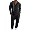 Men's Hooded Linen Shirt and Pants Set - European Casual Style