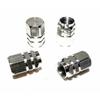 4 Silver Hex Aluminum Wheel Tire Pressure Air Stem Valve Caps for Auto-Car-Truck