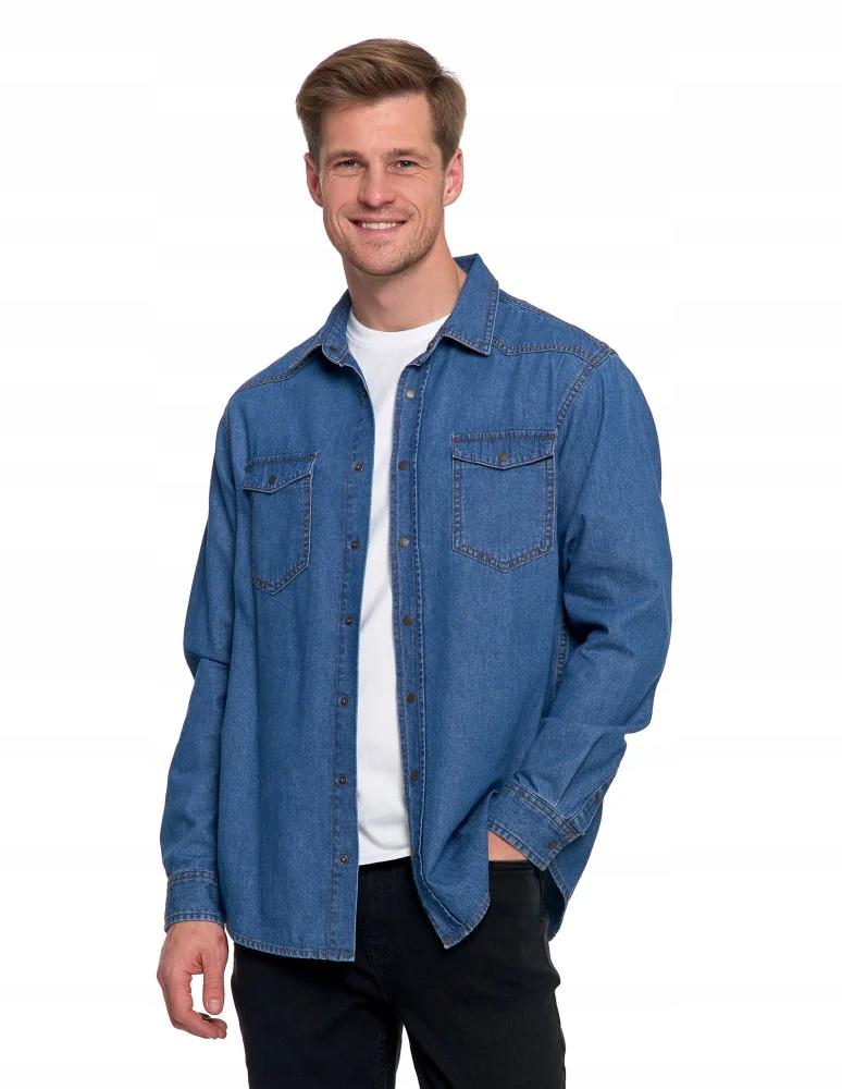 Men's Cotton Denim Shirt Elegant Modern Classic MORAJ XL BLUE