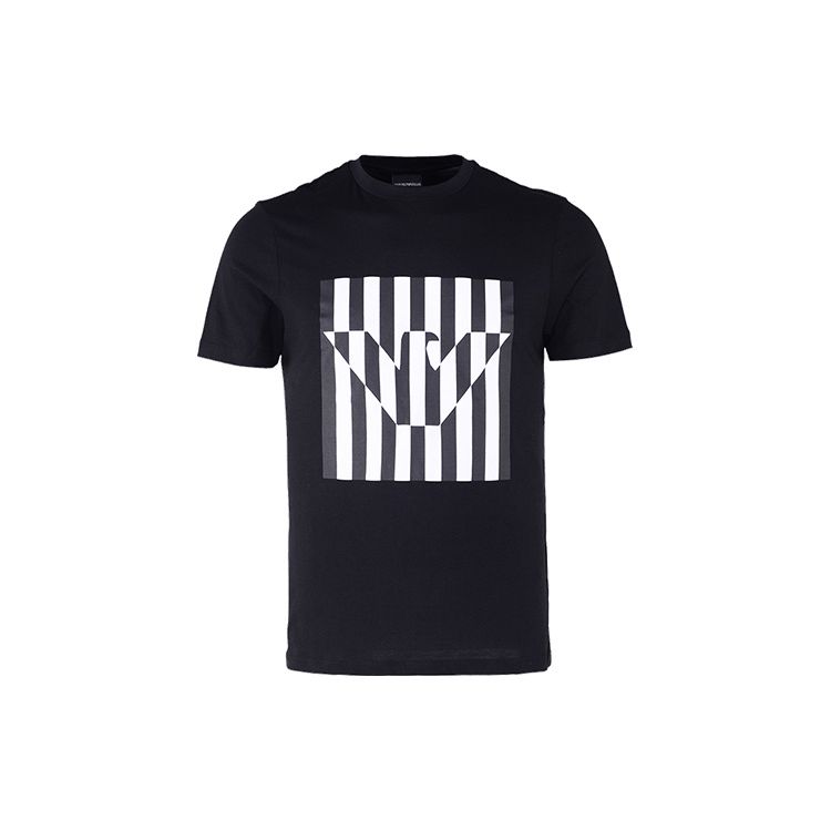 Emporio Armani Gestreept Adelaarslogo Korte Mouw T-shirt Heren tops Zwart 3H1TB7-1J30Z-0999 M