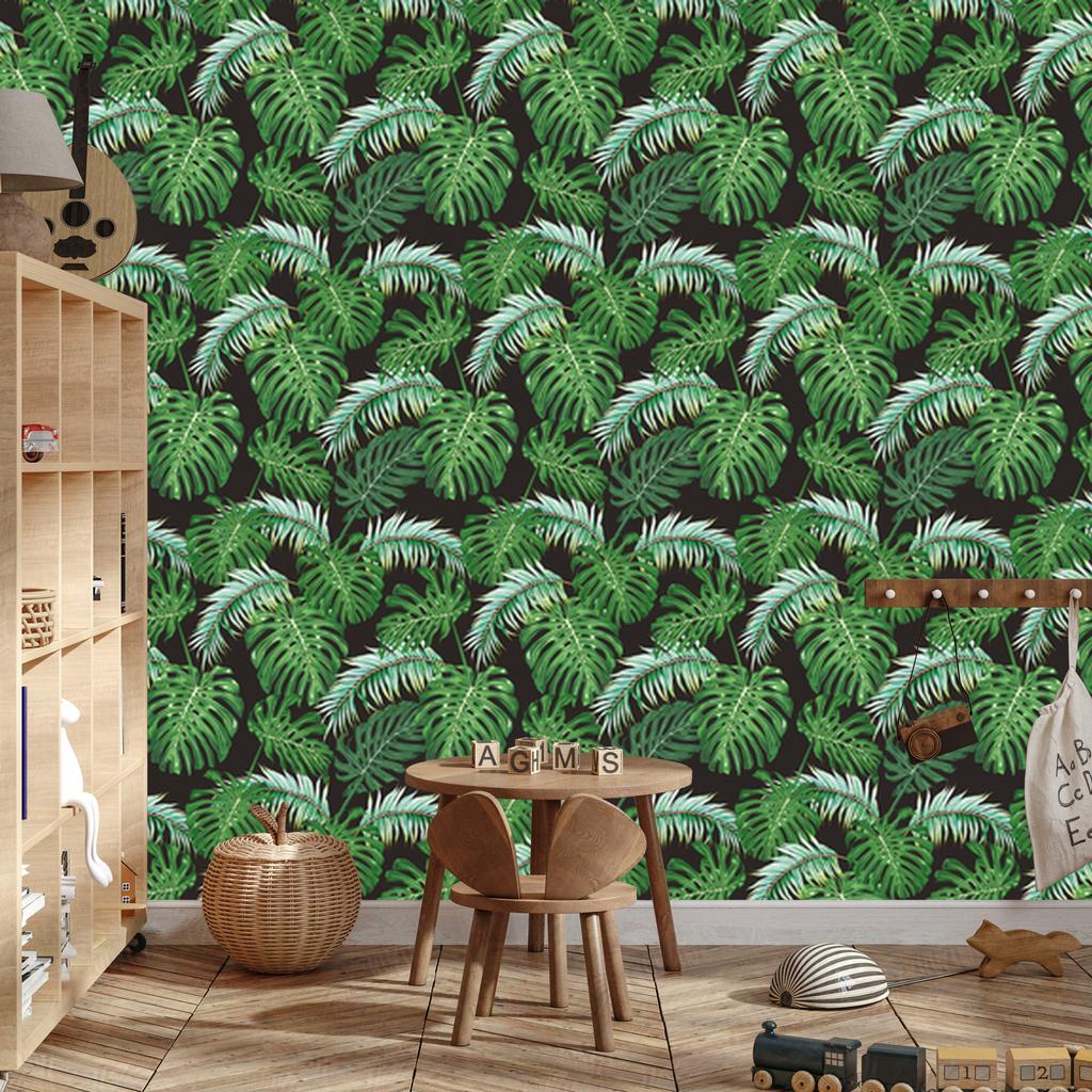 Palm and Monstera Leaves Wallpaper for Living Room and Bedroom 50x1000