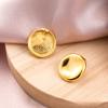 New Irregular Smooth Round Stud Earrings Concave-convex Stainless Steel Gold Fashionable Simple Earrings