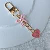 Creative Letters Metal Pink Bow Keychain Fashion A-Z 26 Letters Keyring Charms Mobile Phone Key Holders Bag Accessories Gift