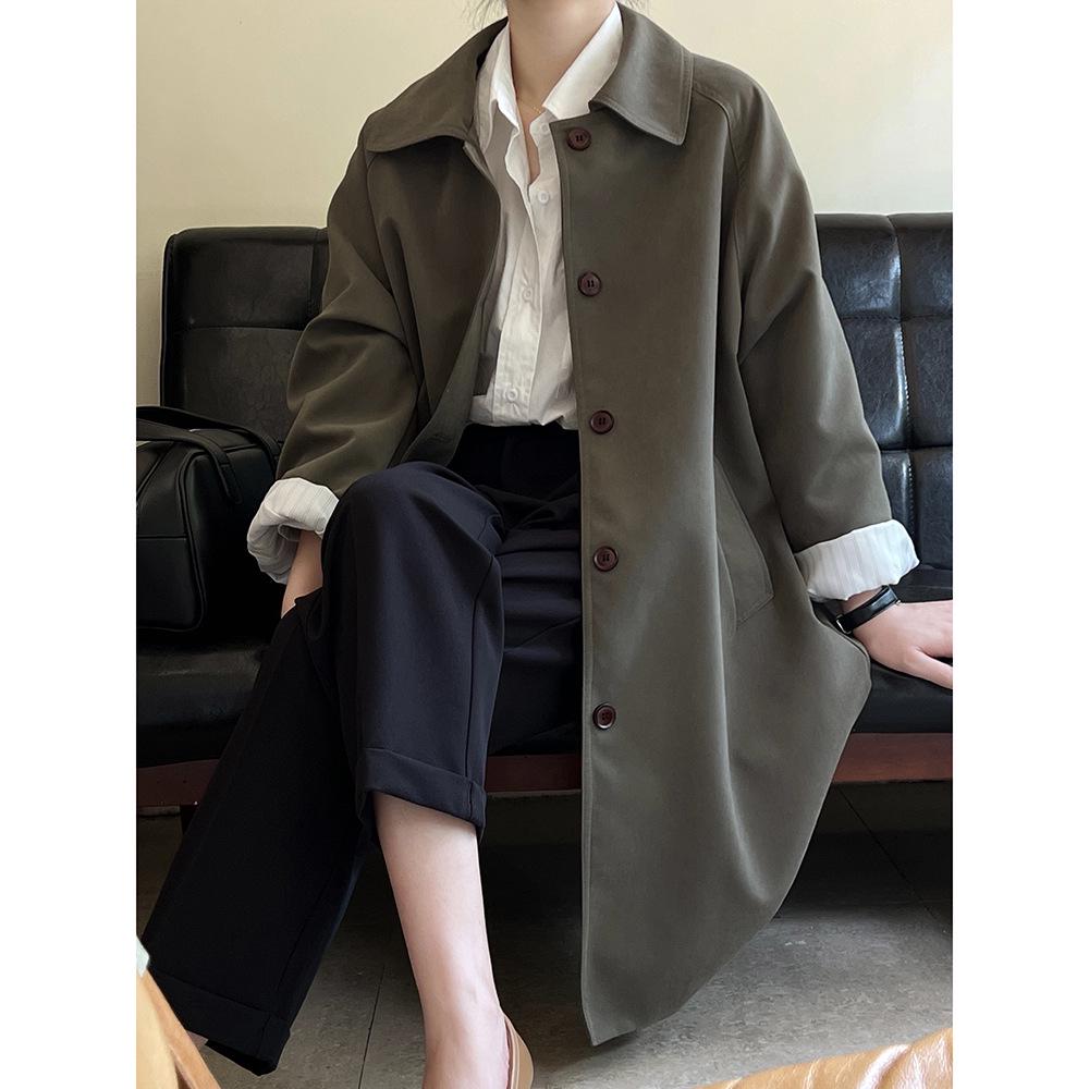 Yan Shuang Women's Korean Style Casual Trench Coat - Autumn Loose Fit Mid-Length Jacket (80861)