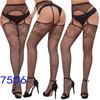 New style open crotch lace transparent suspender black silk sexy fishnet stockings non-slip one-piece suspender belt for women