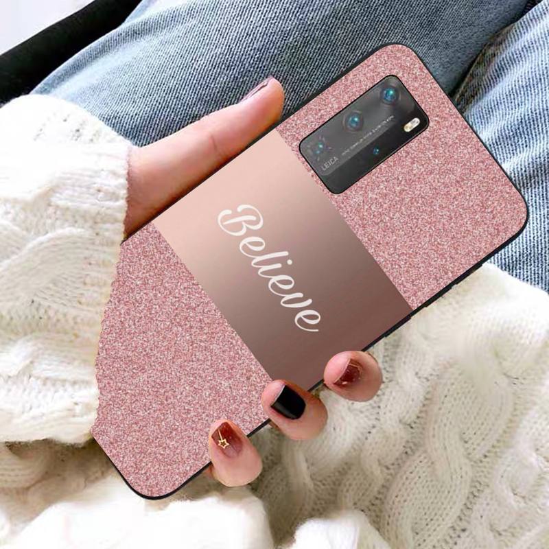 Rose Gold Pink Glitter Phone Case for Huawei P30 40 20 10 8 9 lite pro plus Psmart2019
