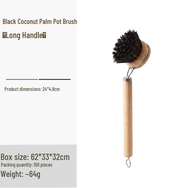 Solid Wood Dishwashing Brush with Sisal and Coconut Fiber