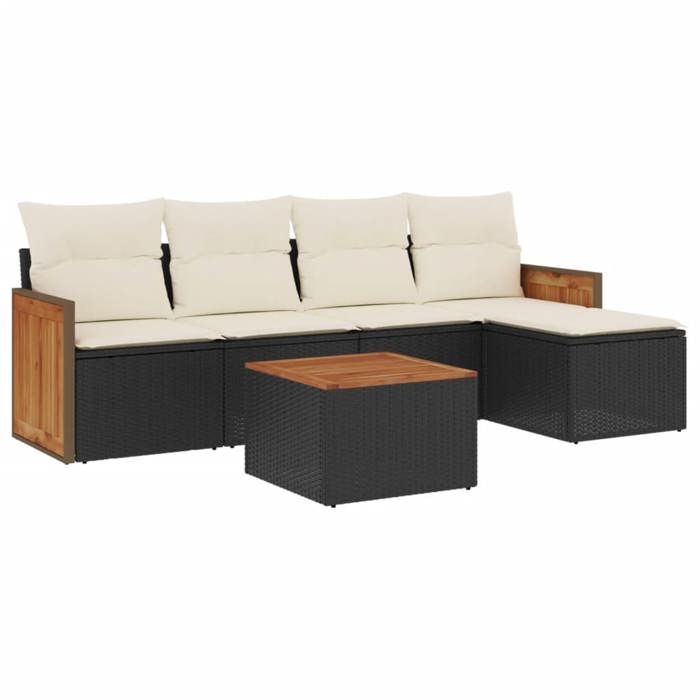 VidaXL Garden Lounge Set with Cushions 6 Pcs, Patio Sofas, Furniture Set, Outdoor Terrace Furniture, Black 3260005