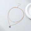 JMXD-Crystal Jewelry Devil's Eye Double Necklace Fashion Personality Alloy Pendant Clavicle Chain