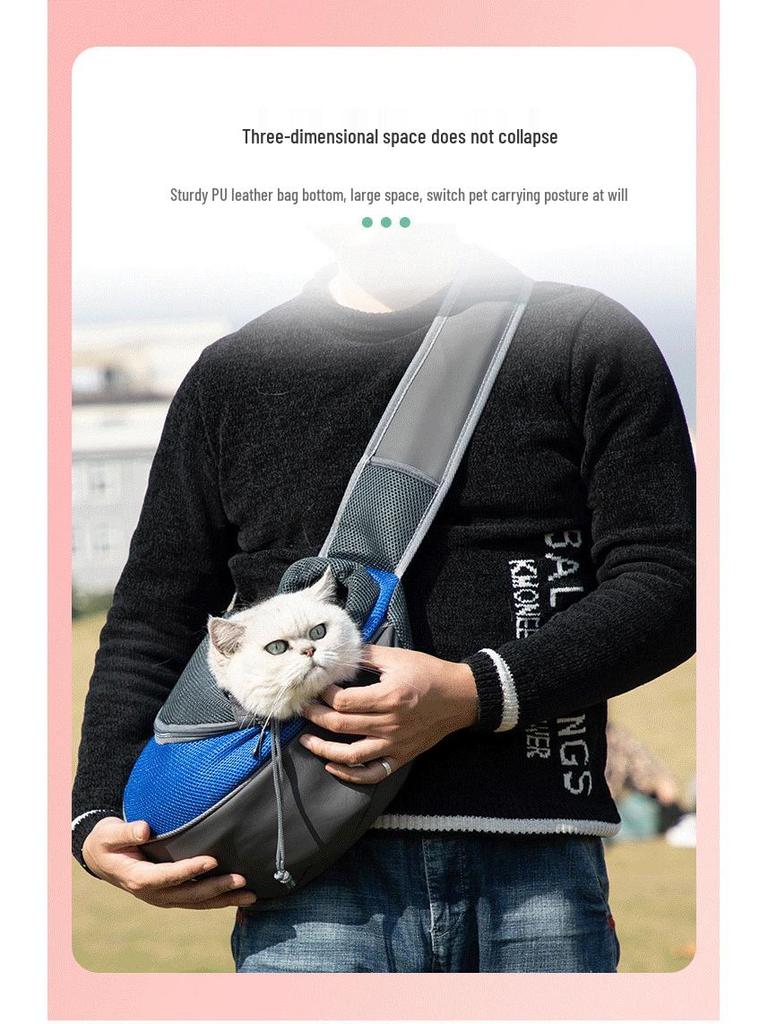 Sac à bandoulière de voyage pour animaux de compagnie - Maille respirante laissant passer la tête pour chats et chiens