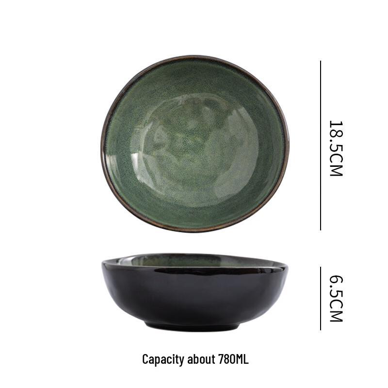 Japanese Style Ceramic Noodle Bowl with Handles