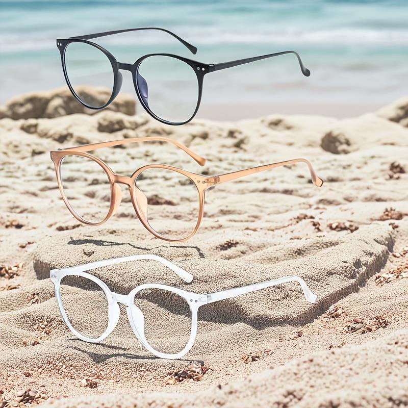 3pcs Vintage Round Frame Glasses Anti-Blue Light Technology Decorative Eyewear for Eye Protection and Comfort