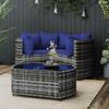 4 Piece Garden Lounge Set with Cushions Grey Poly Rattan