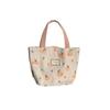 Trendy Canvas Tote Bag With Pumpkin Embroidery Large Capacity Beige Handbag