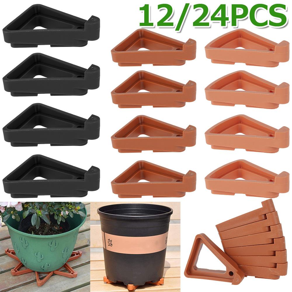 12/24Pcs Plant Flower Pot Feet Stand Invisible Triangle Risers Toes Lifters Indoor Outdoor Garden Supplies Plant Pot Base Tray