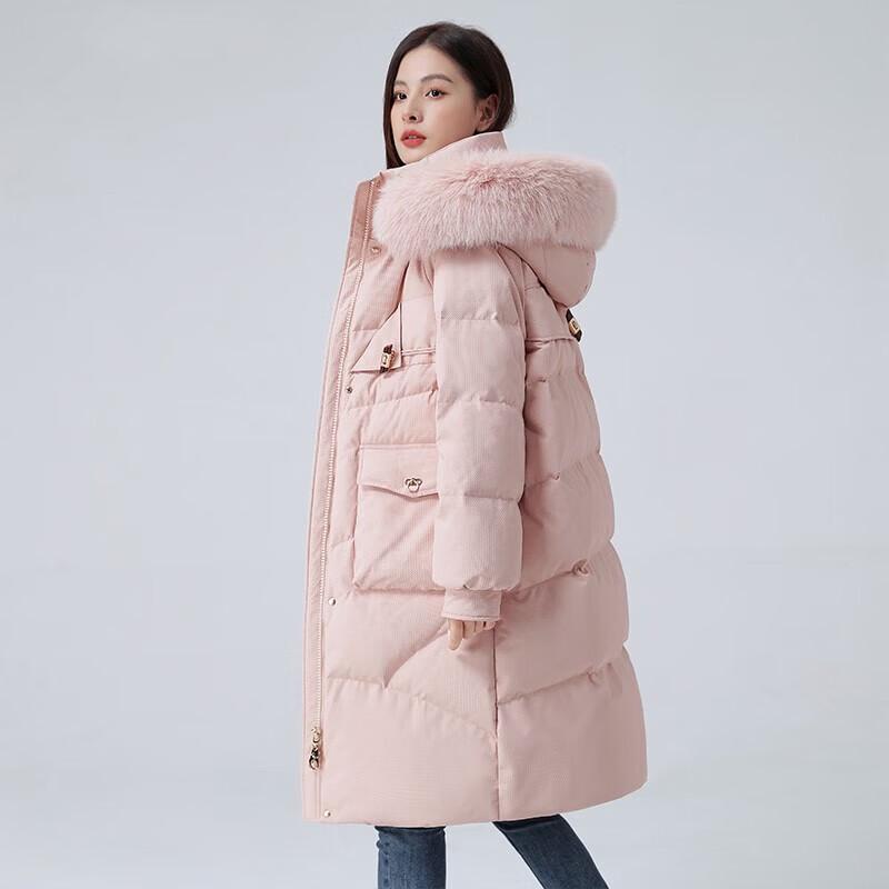 YAYA Women's Winter Faux Fur Hooded Down Jacket