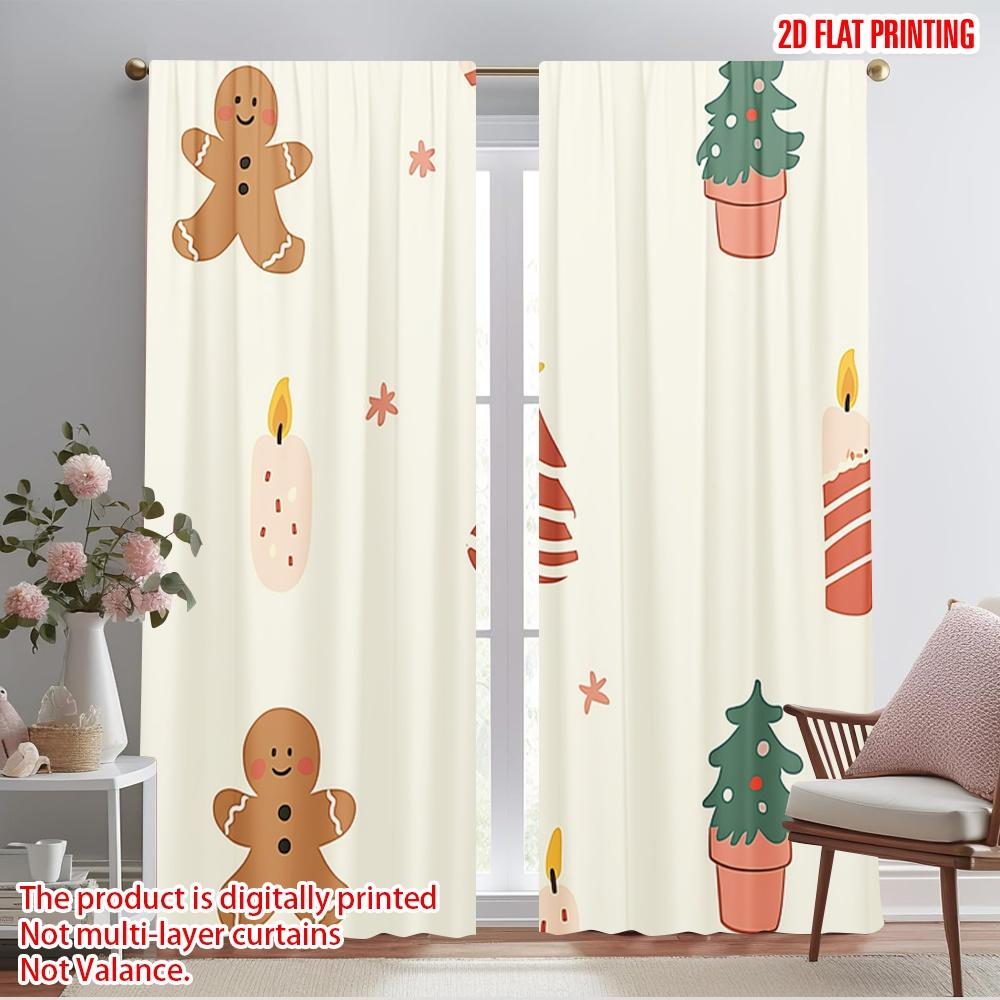 

2pcs,2D plane printing Print Curtains Cute Christmas Holiday Versatile Polyester (without rod) Outdoor Decorations Use for 52.50×116.00 CM 2pcs