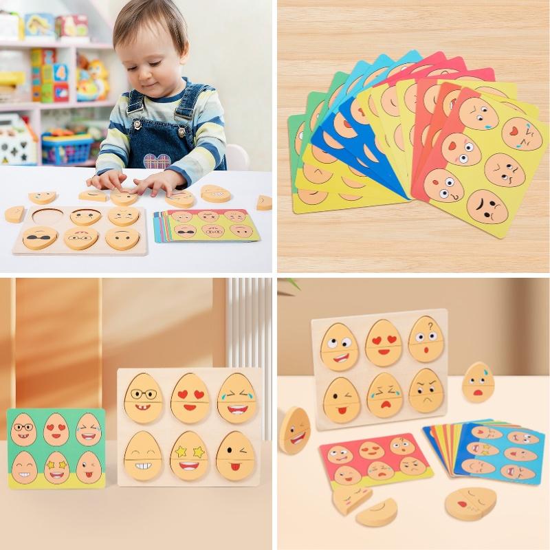 Wooden Emotion Eggs Early Educational Matching Toy For Toddlers And Babies