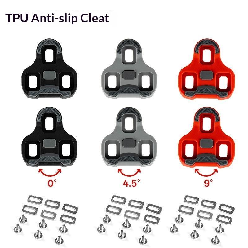 Self Lock Bike Cleats 1 Pair with Storage Box 0/45/9 Degree Fit for CC LOOK Road Bike Pedal Clips