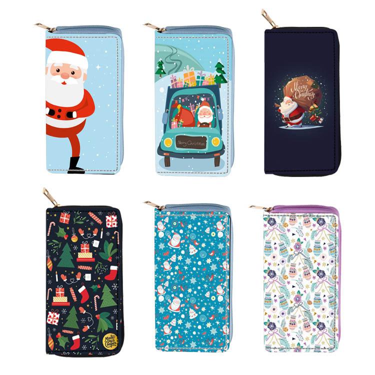 Schneemann Weihnachtsmann Langes Reißverschluss-Portemonnaie, Clutch-Portemonnaie